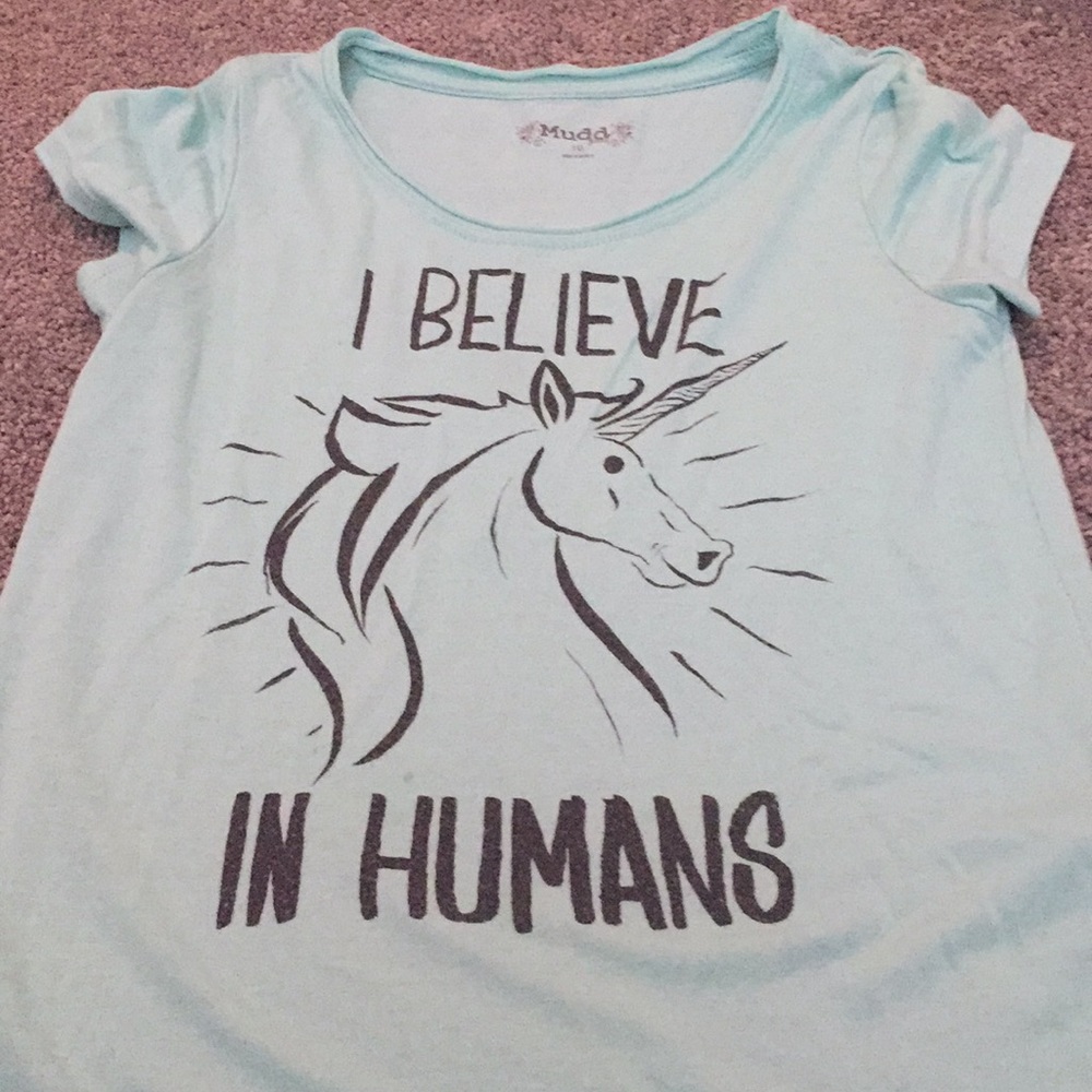 Size 10 model T-shirt I believe in humans